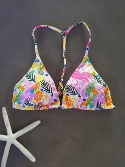 Dollboxx Bambi Y Back String Bikini Top - Flamingo Dance