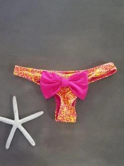 Dollboxx Booty Pop Bow Bikini Bottom - Savage Yellow/Pink