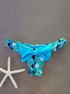 Dollboxx Booty Pop Bow Bikini Bottom - Toucan Party / Blue