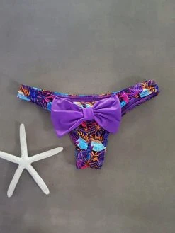 Dollboxx Booty Pop Bow Bikini Bottom - Tropicana/Purple