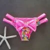 Dollboxx Cheeky Bow Brazilian Bikini Bottom - Flamingo Dance / Baby Pink