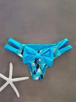 Dollboxx Cheeky Bow Brazilian Bikini Bottom - Toucan Party / Blue