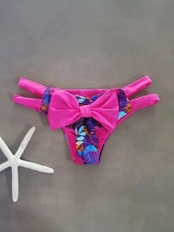 Dollboxx Cheeky Bow Brazilian Bikini Bottom - Tropicana/Pink