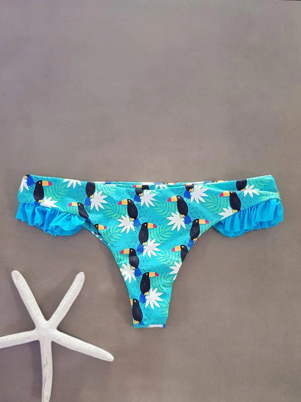 Dollboxx Cheeky Frill Bikini Bottom - Toucan Party / Blue 1 Dollboxx Cheeky Frill Bikini Bottom - Toucan Party / Blue