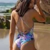 Dollboxx Kimmy Adjustable Plunge One Piece - Sunset Palms