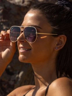 Dollboxx Oxygen Aviators - Black on Gold Sunglasses