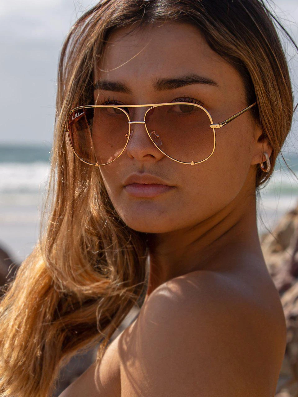 Dollboxx Oxygen Aviators - Tawny Gold Sunglasses 8 Dollboxx Oxygen Aviators - Tawny Gold Sunglasses - Image 8