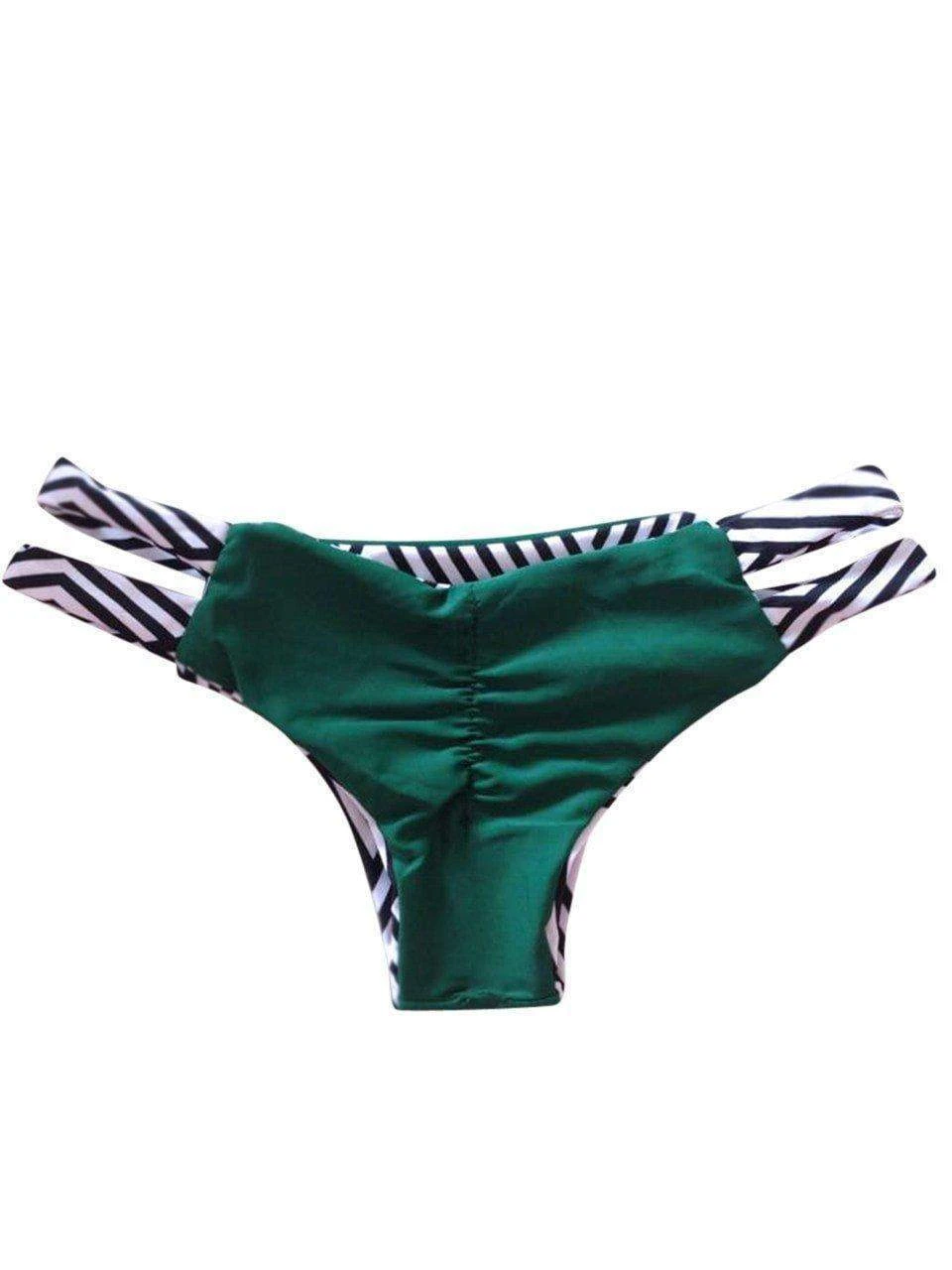 Dollboxx Reversible Cheeky Scrunch Bum Bikini Bottom - Monochrome / Khaki 6 Dollboxx Reversible Cheeky Scrunch Bum Bikini Bottom - Monochrome / Khaki - Image 6