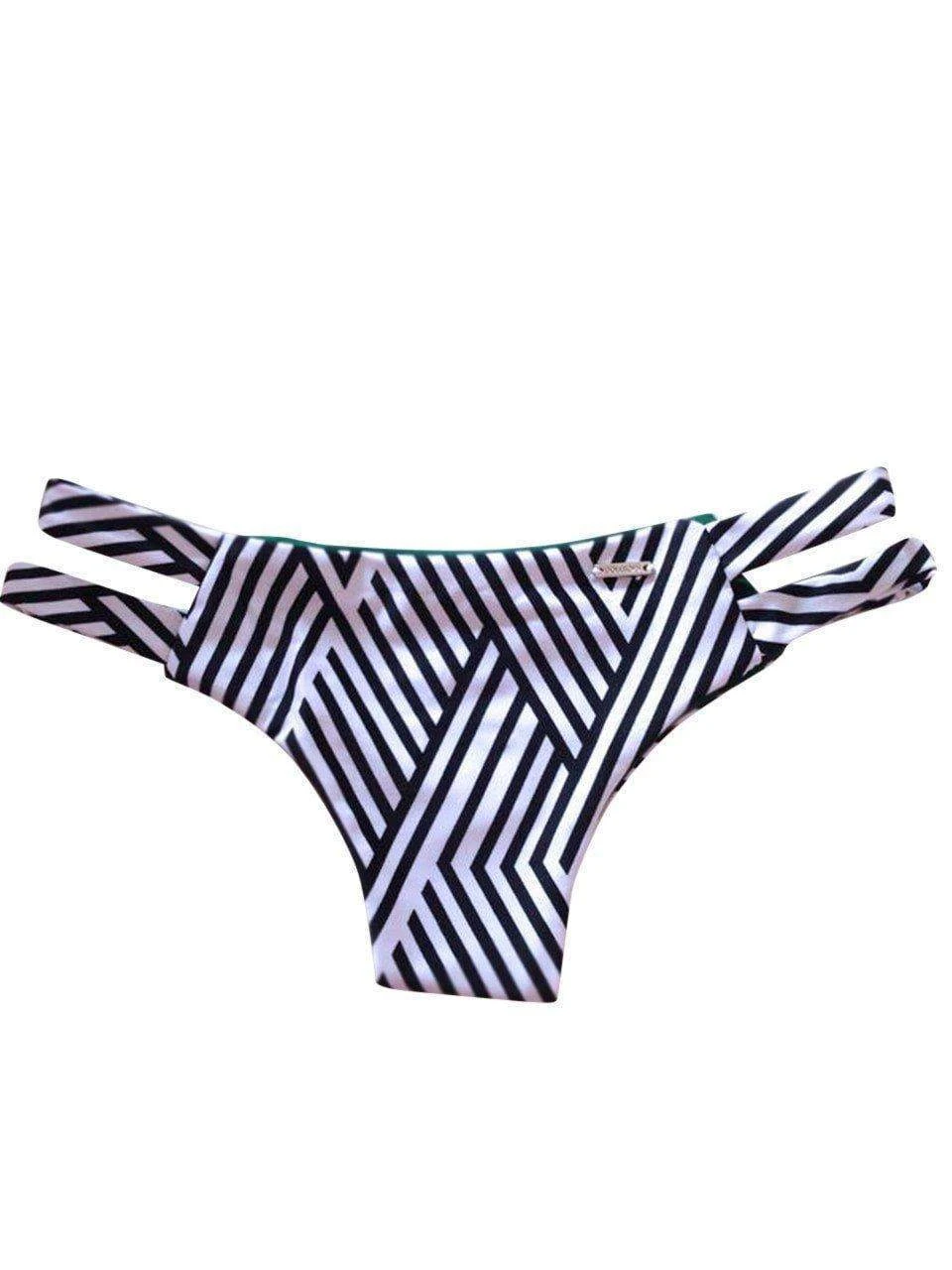 Dollboxx Reversible Cheeky Scrunch Bum Bikini Bottom - Monochrome / Khaki 7 Dollboxx Reversible Cheeky Scrunch Bum Bikini Bottom - Monochrome / Khaki - Image 7