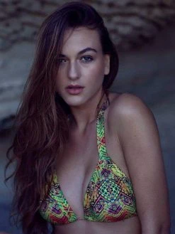 Dollboxx Slide Triangle Bikini Top - Aztec Rainbow