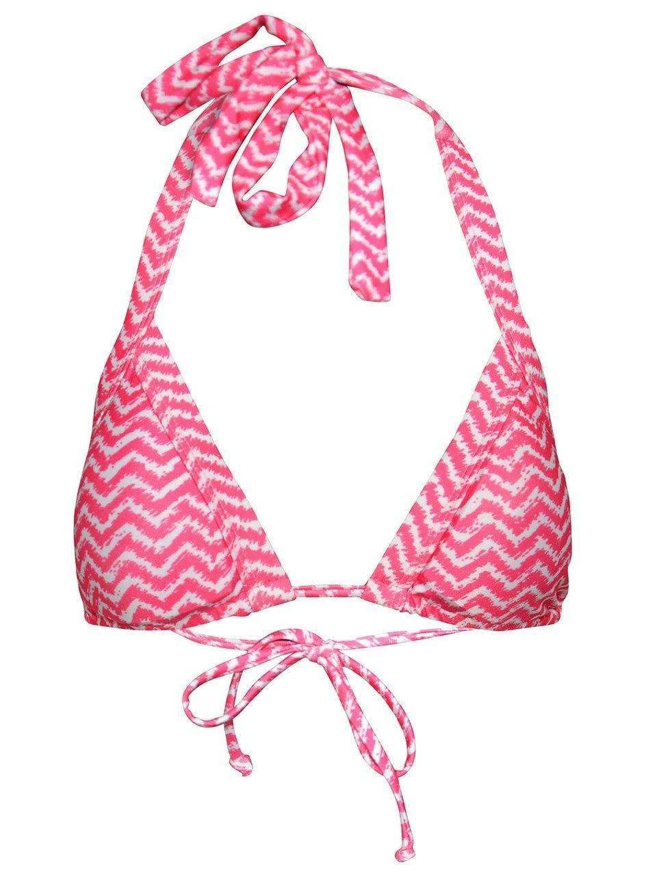 Dollboxx Slide Triangle Bikini Top - Chevron Waves Pink 2 Dollboxx Slide Triangle Bikini Top - Chevron Waves Pink - Image 2